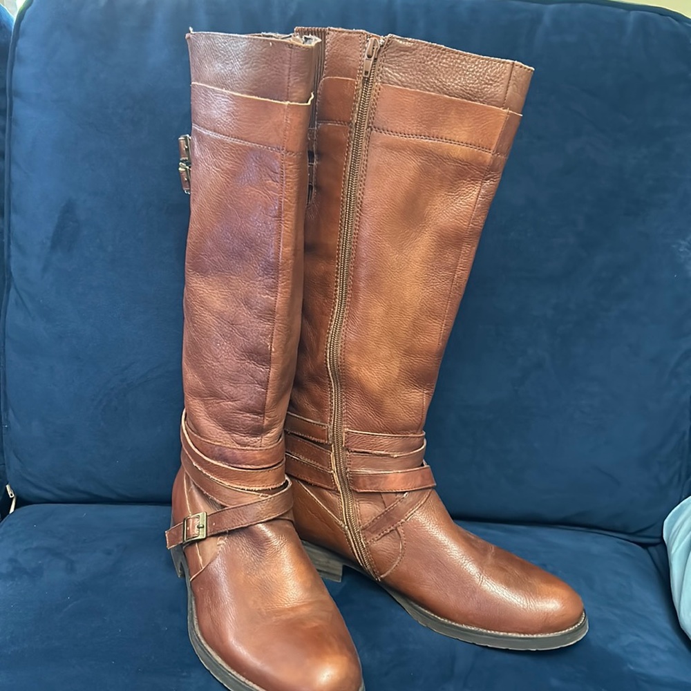 Knee high cognac colored boots